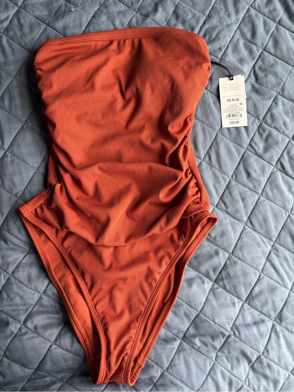 Women’s Rusty Orange Strapless One-Piece Tummy Control Swimsuit